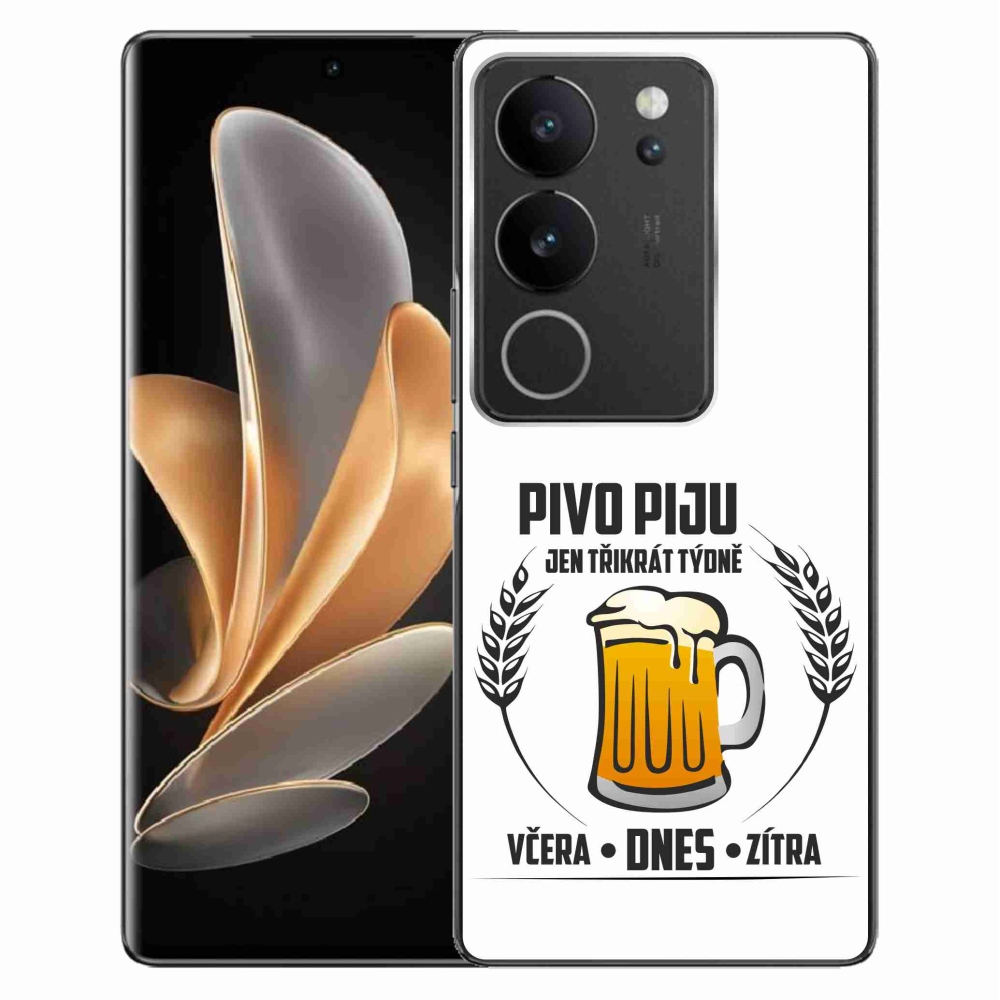 Gélový kryt mmCase na Vivo V29 5G - pivný motív biele pozadie