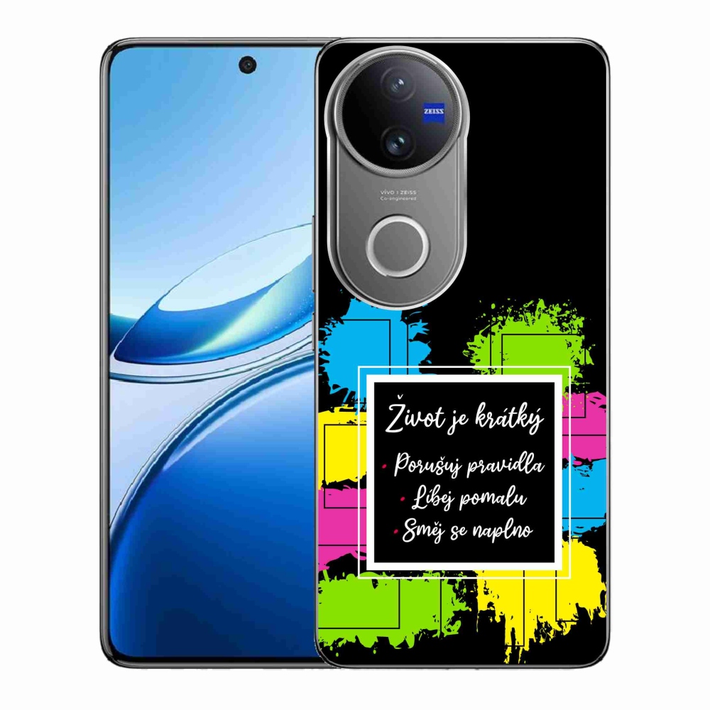 Gélový kryt mmCase na Vivo V50 5G - citát 5 čierne pozadie