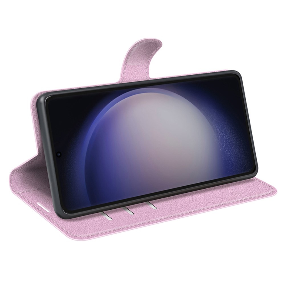 Litchi knižkové púzdro na Samsung Galaxy S24 Ultra - ružové