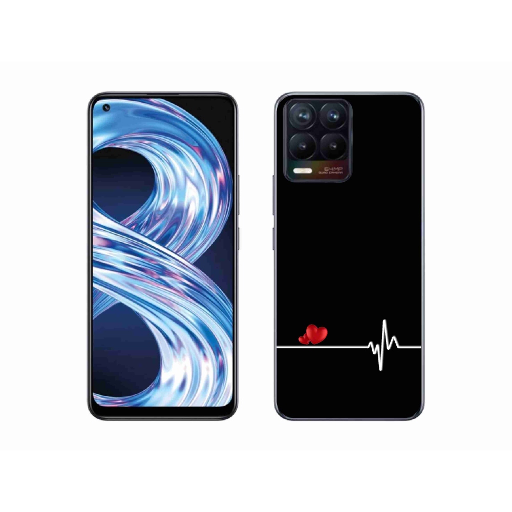 Gélový kryt mmCase na Realme 8 4G - srdce a tep čierne pozadie