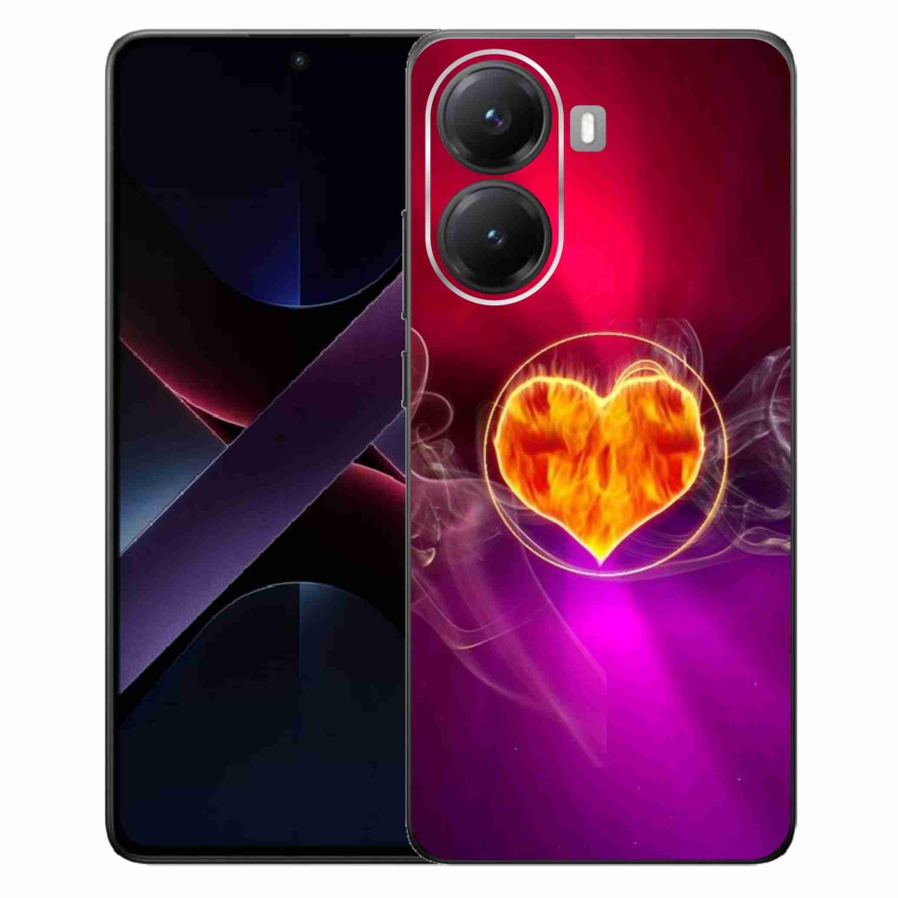 Gélový kryt mmCase na Xiaomi Poco X7 Pro 5G - ohnivé srdce
