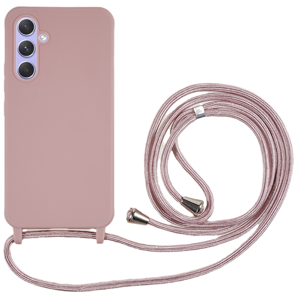 Lany gélový obal so šnúrkou na Samsung Galaxy S25 - tmavoružový