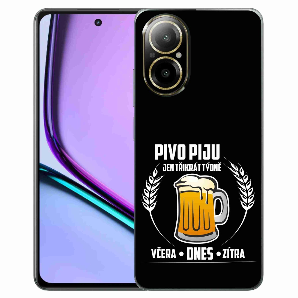 Gélový kryt mmCase na Realme C67 - pivný motív čierne pozadie