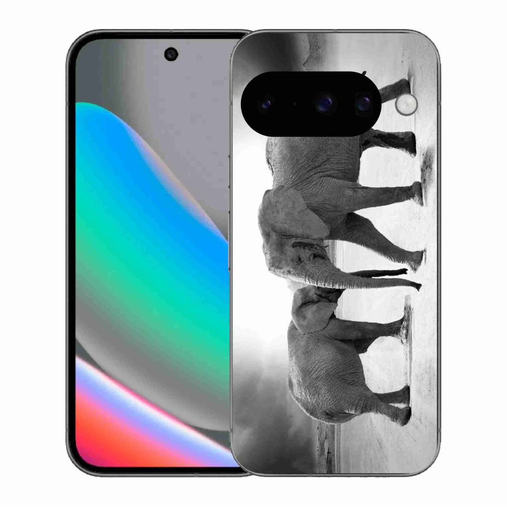 Gélový kryt mmCase na Google Pixel 10 - čiernobieli slony