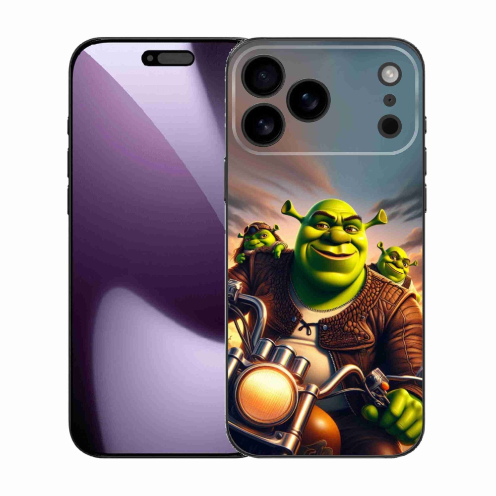 Gélový kryt mmCase na iPhone 17 Pro Max - shrek na motorke