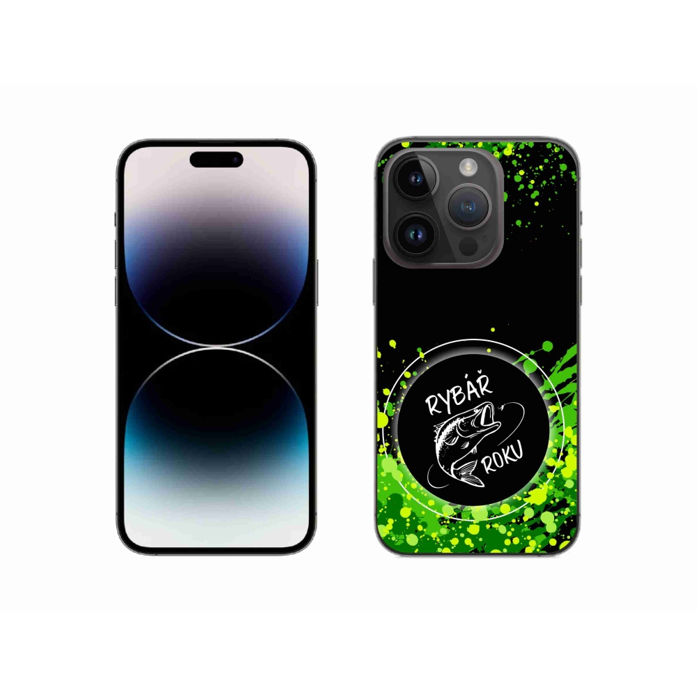 Gélový kryt mmCase na iPhone 14 Pro 6.1 - rybár roku čierne pozadie