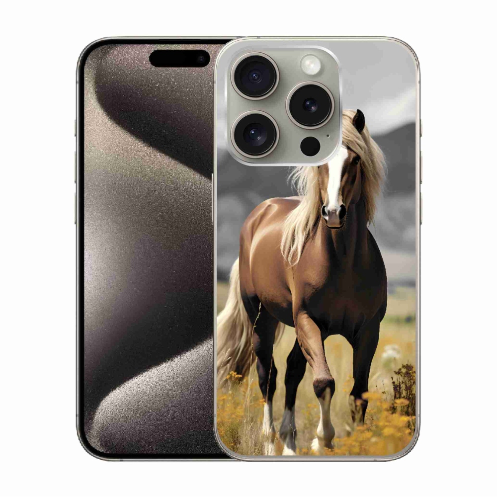 Gélový kryt mmCase na iPhone 15 Pro - hnedý kôň 1
