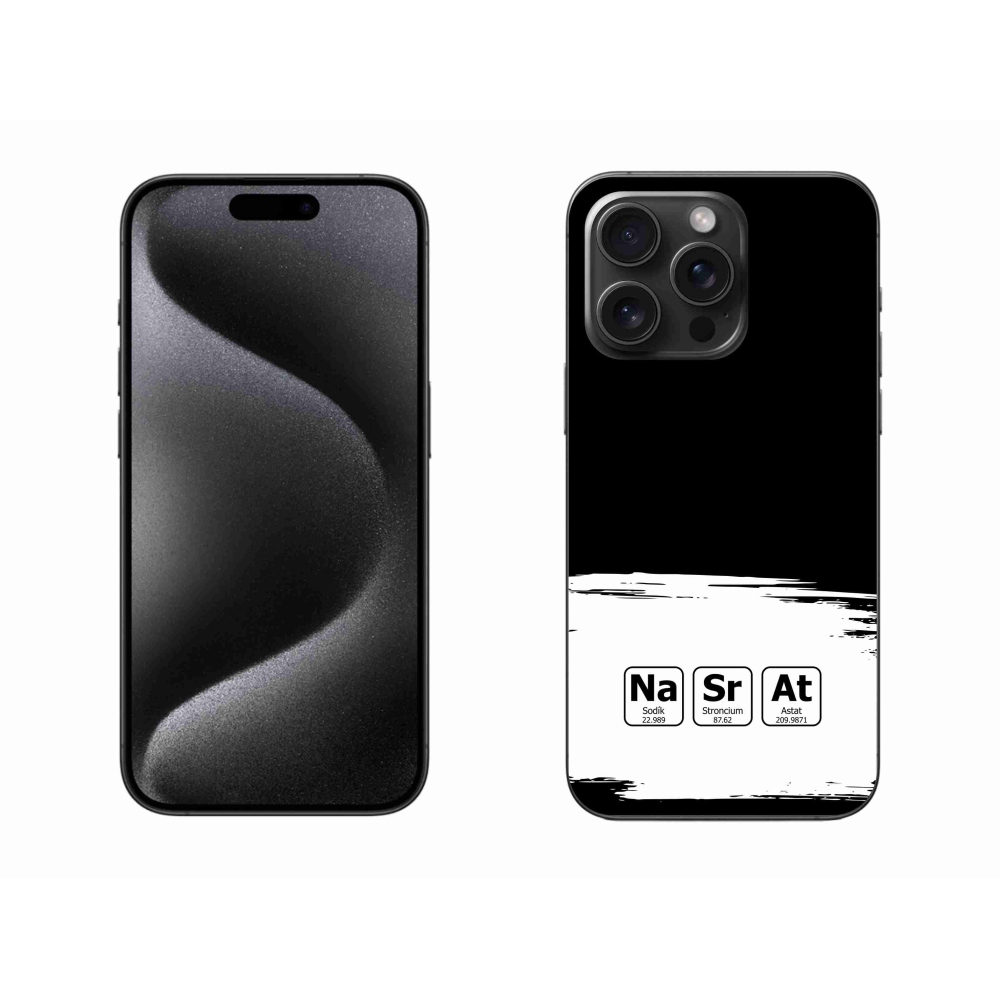 Gélový kryt mmCase na iPhone 15 Pro Max - chemické prvky bieločierne pozadie