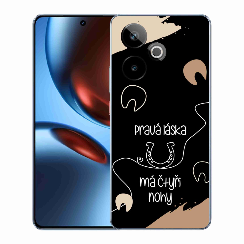 Gélový kryt mmCase na Realme GT 7 5G/GT 7T 5G - konský motív čierne pozadie