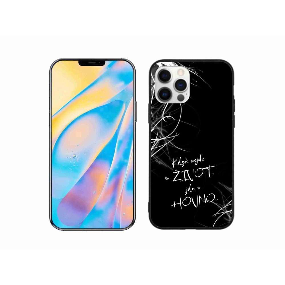 Gélový kryt mmCase na iPhone 12 Pro - vtipný text 16 čierne pozadie