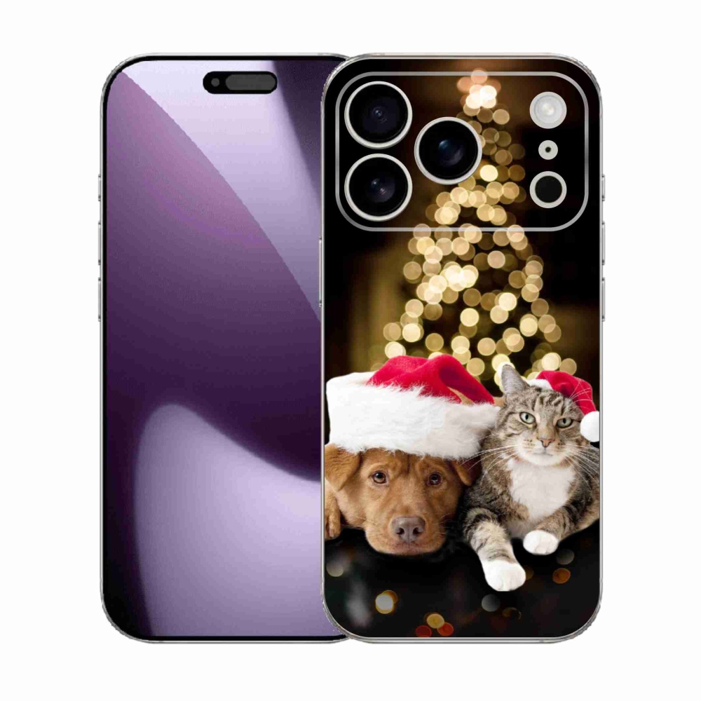 Gélový kryt mmCase na iPhone 17 Pro - vianočný pes a mačka