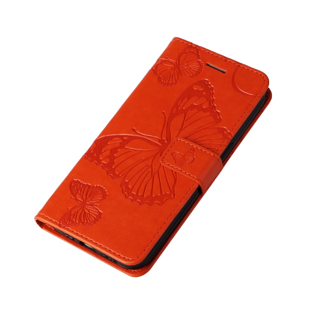 Big Butterfly knižkové púzdro na Xiaomi Poco C65/Redmi 13C - oranžové