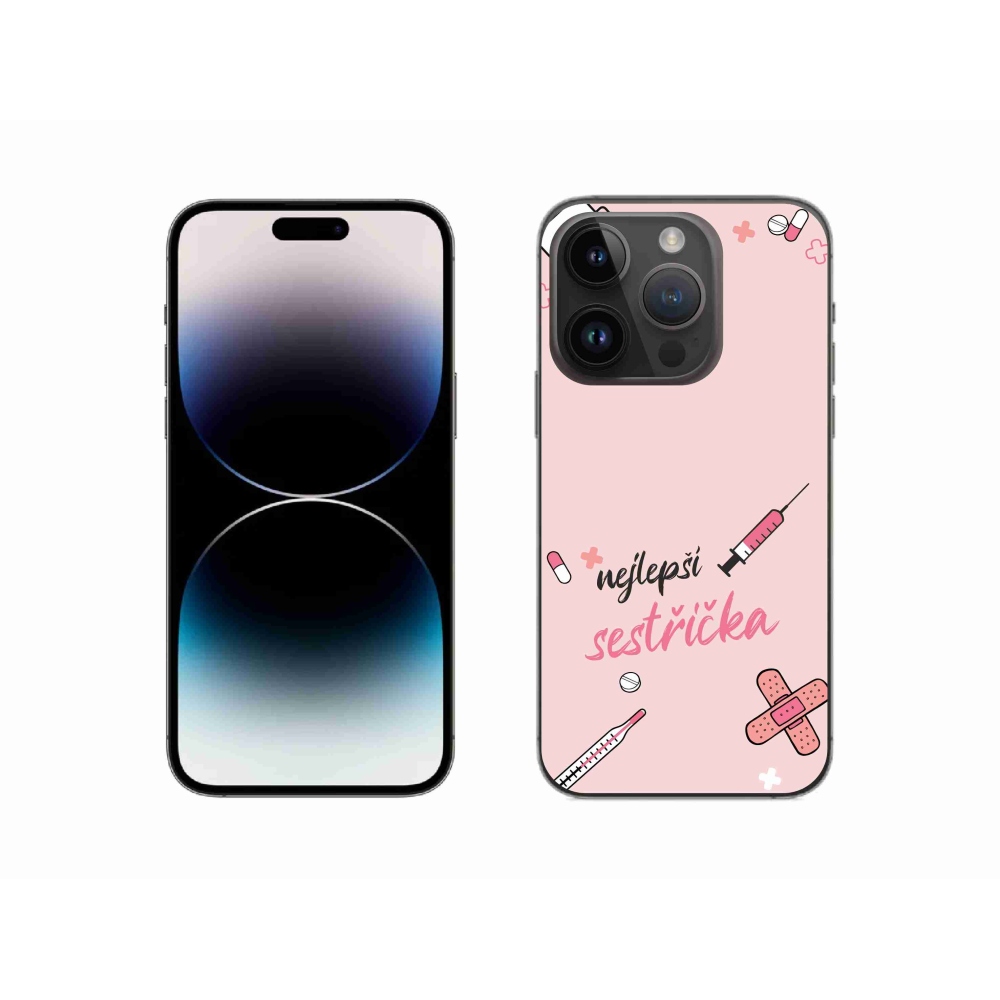 Gélový kryt mmCase na iPhone 14 Pro 6.1 - najlepšia sestrička ružové pozadie
