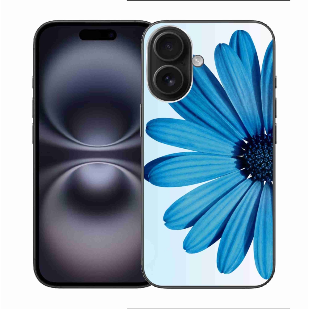 Gélový obal mmCase na iPhone 16 - modrá margaréta