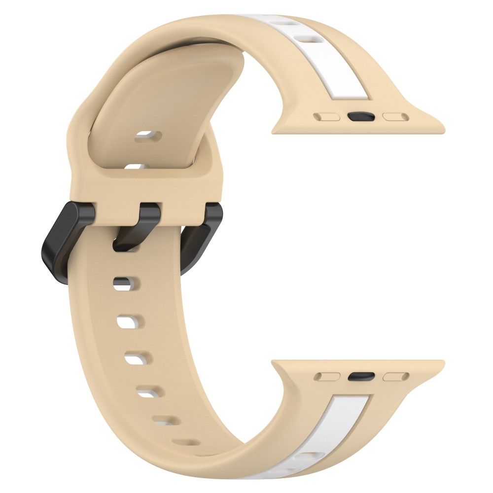 Strap silikónový remienok na Apple Watch Ultra/Ultra 2 49mm/SE/SE 2022/2023 44mm/9/8/7 45mm/6/5/4 44mm/3/2/1 42 mm - khaki/biely