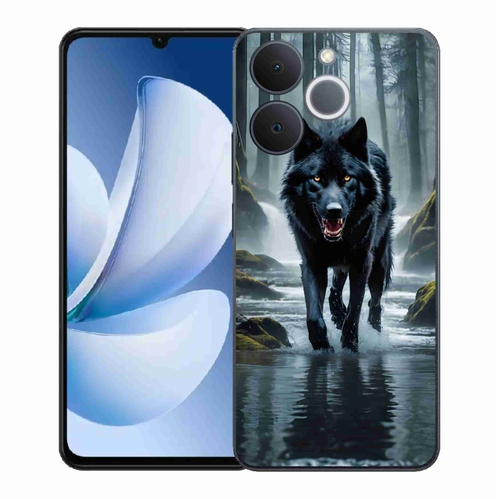 Gélový kryt mmCase na Realme Note 70T - čierny vlk