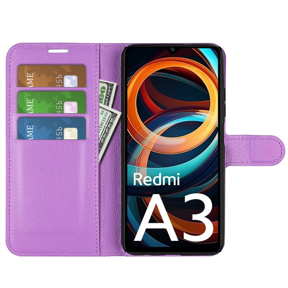 Litchi knižkové púzdro na Xiaomi Redmi A3 - fialové