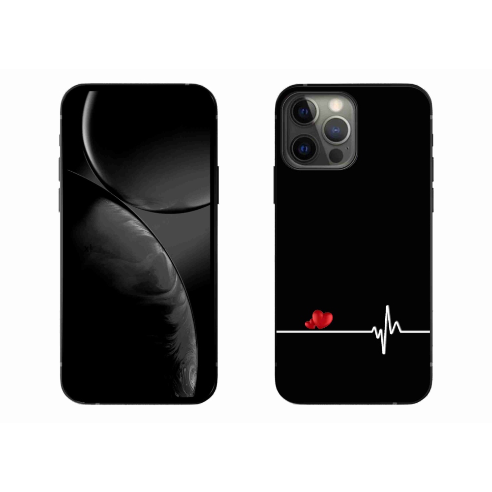 Gélový kryt mmCase na iPhone 13 Pro Max 6.7 - srdce a tep čierne pozadie