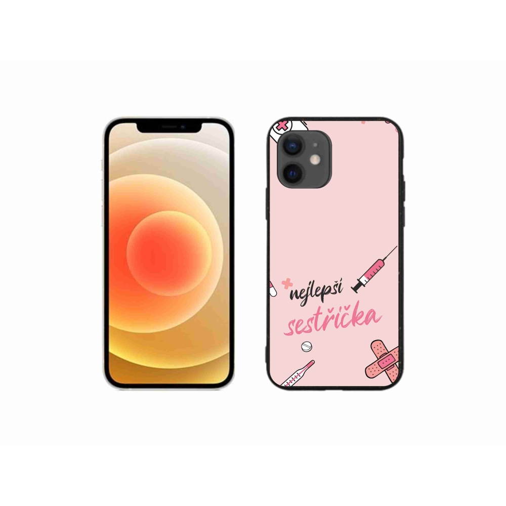 Gélový kryt mmCase na iPhone 12 mini - najlepšia sestrička ružové pozadie