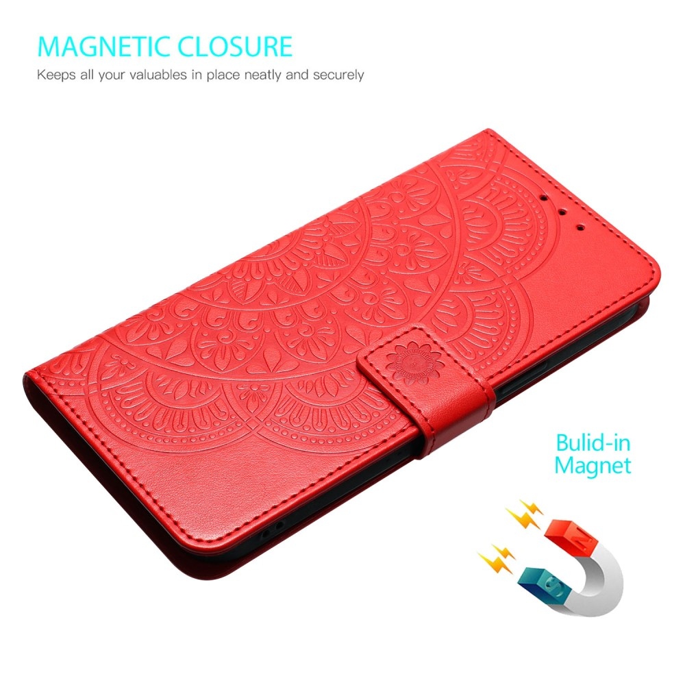 Mandala knižkové púzdro na Xiaomi Redmi 13C 5G - červené