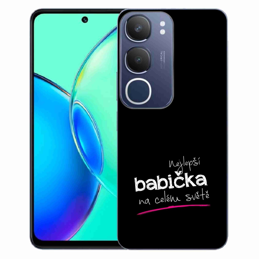 Gélový kryt mmCase na Vivo Y19s - najlepšia babička 4 čierne pozadie