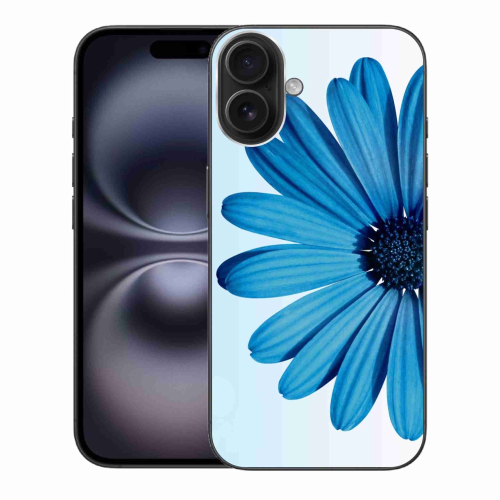 Gélový obal mmCase na iPhone 16 Plus - modrá margaréta