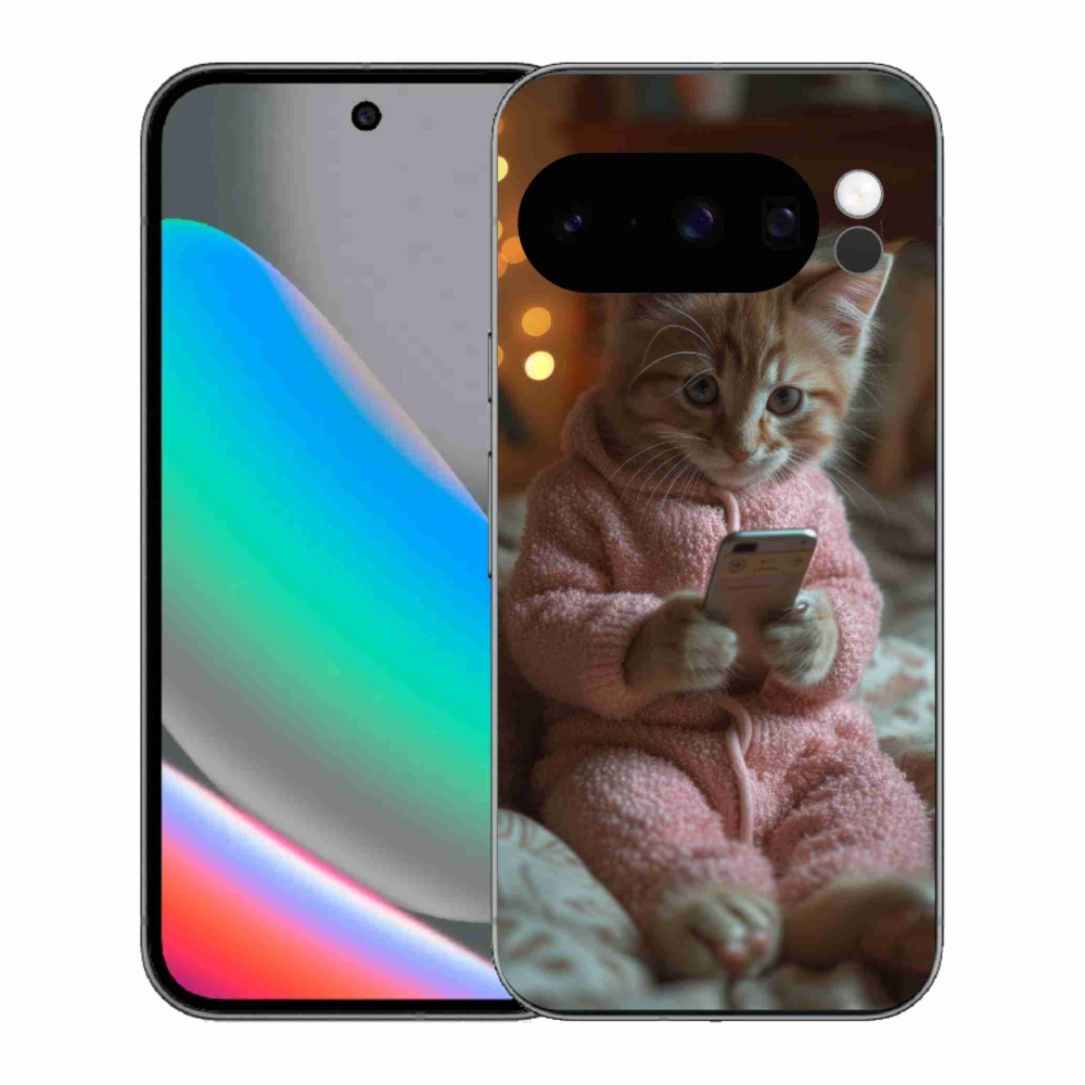 Gélový kryt mmCase na Google Pixel 10 Pro - mačiatko s mobilom