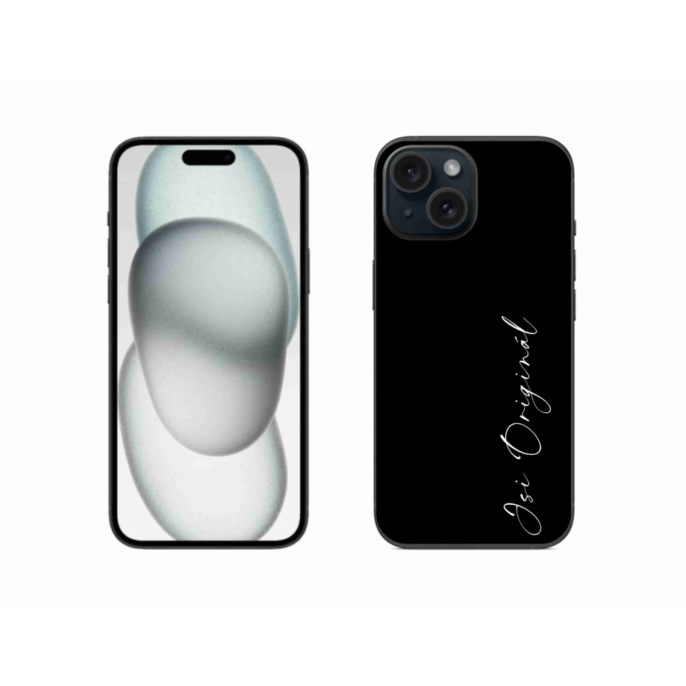 Gélový kryt mmCase na iPhone 15 - si originál čierne pozadie