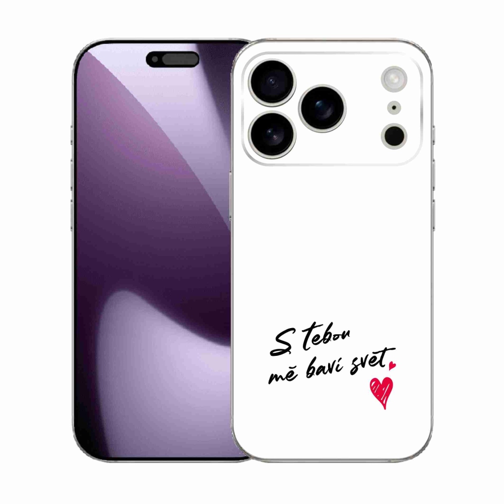Gélový kryt mmCase na iPhone 17 Pro - zamilovaný text 1 biele pozadie