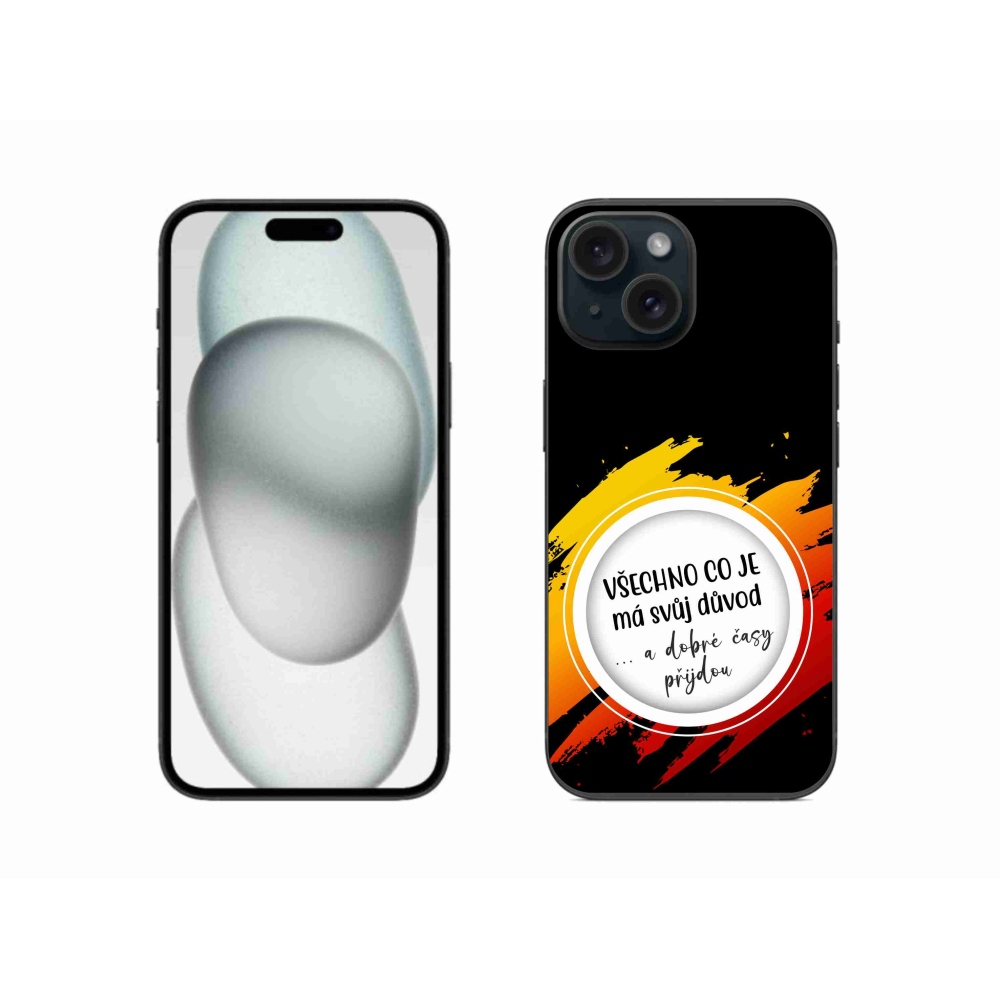 Gélový kryt mmCase na iPhone 15 - citát 3 čierne pozadie