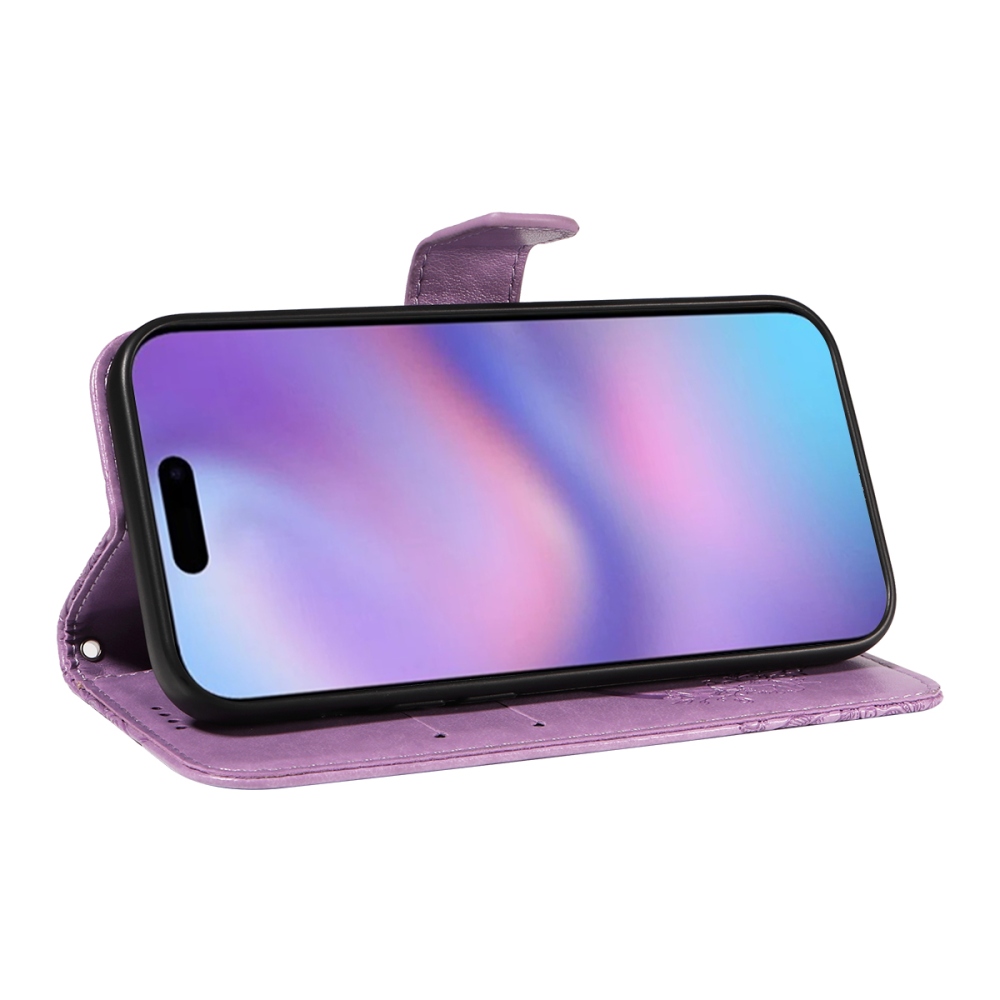 Floral Butterfly knižkové púzdro na iPhone 17 - svetlofialové