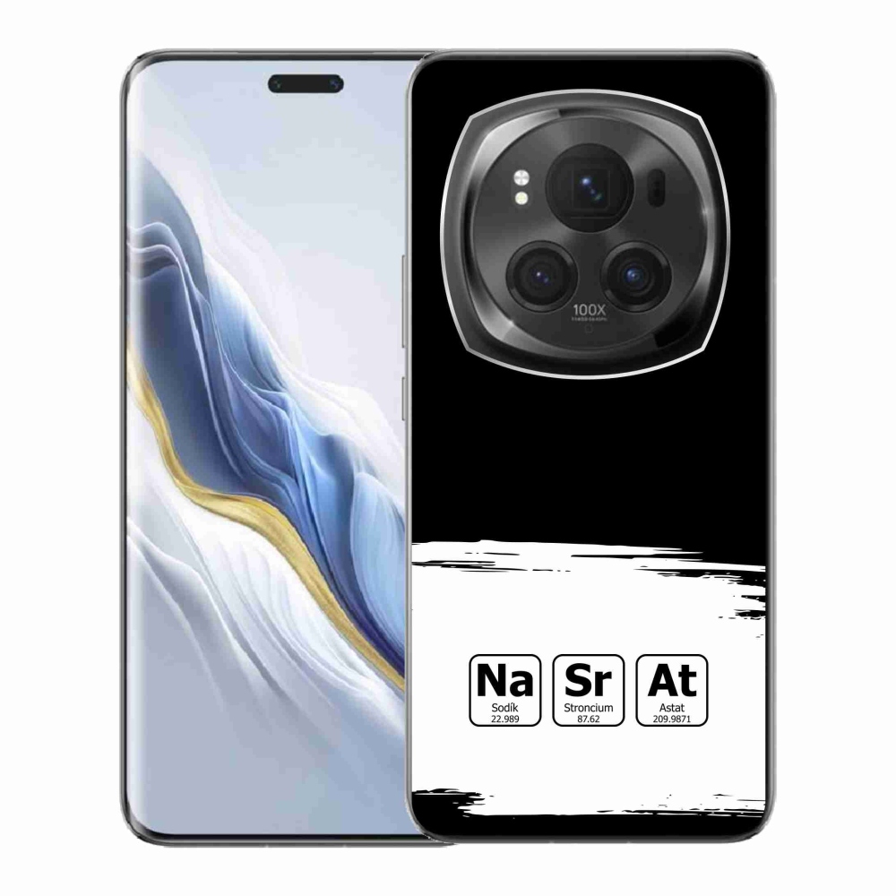 Gélový kryt mmCase na Honor Magic 6 Pro 5G - chemické prvky bieločierne pozadie