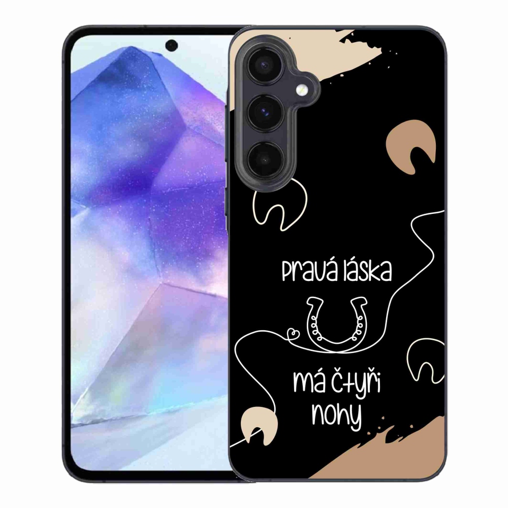 Gélový kryt mmCase na Samsung Galaxy A55 5G - konský motív čierne pozadie