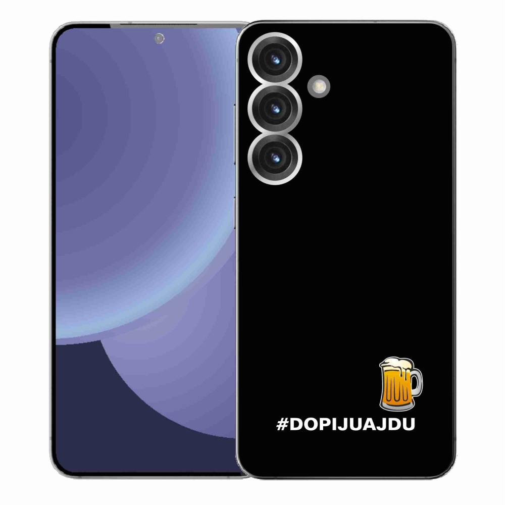 Gélový kryt mmCase na Samsung Galaxy S25+ - pivný motív 1 čierne pozadie