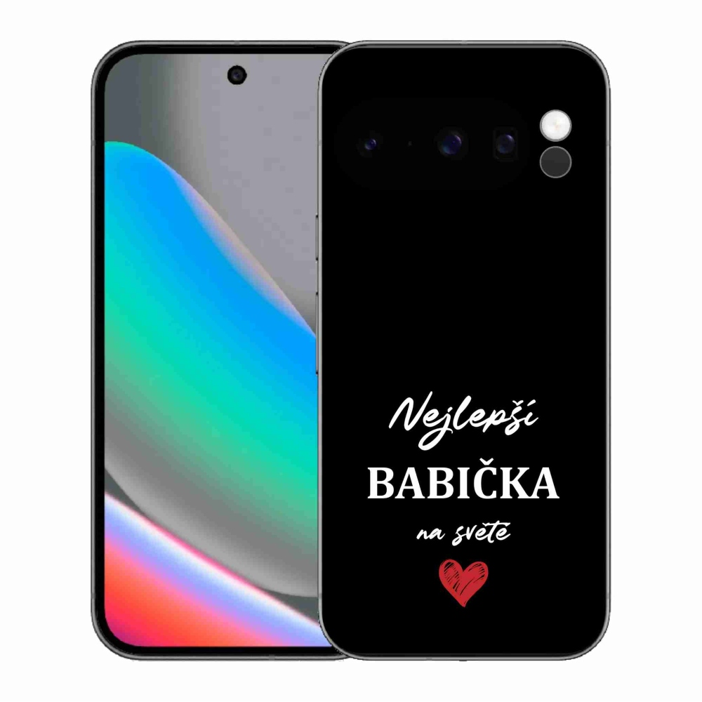 Gélový kryt mmCase na Google Pixel 10 Pro - najlepšia babička 1 čierne pozadie