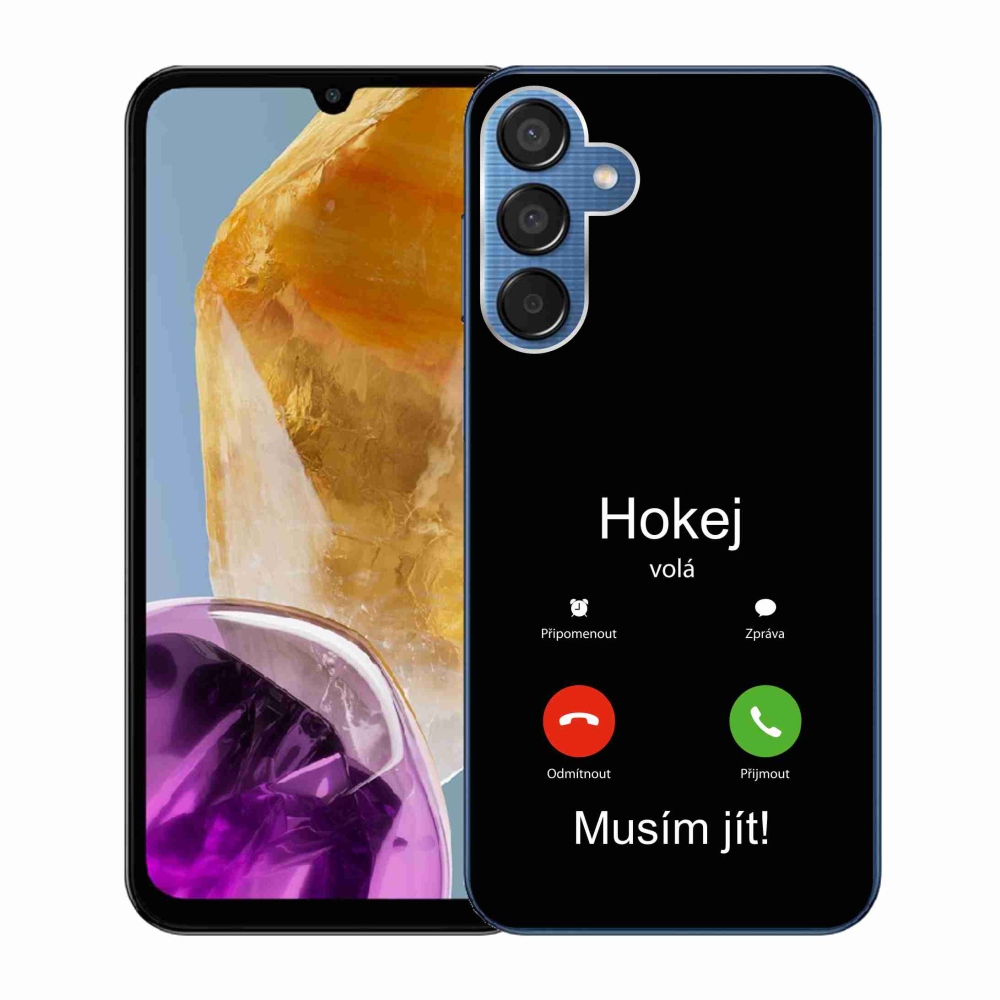 Gélový kryt mmCase na Samsung Galaxy M15 5G - hokej volá čierne pozadie