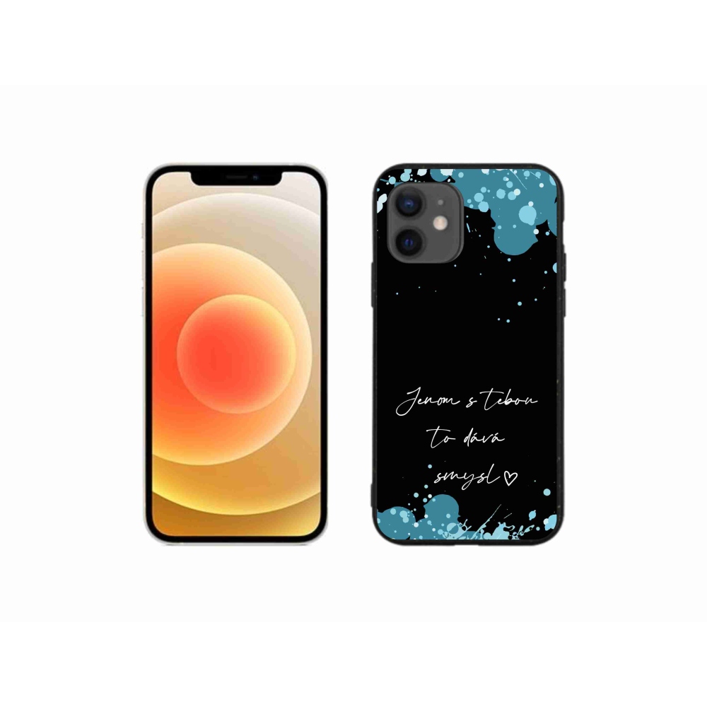 Gélový kryt mmCase na iPhone 12 mini - zamilovaný text čierne pozadie