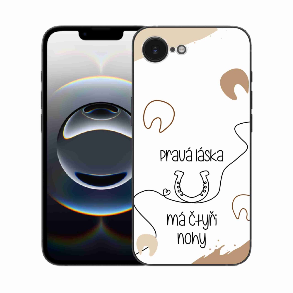 Gélový kryt mmCase na iPhone 16e - konský motív biele pozadie