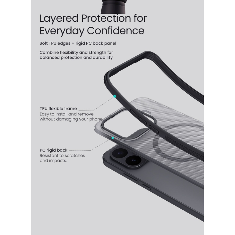 Nillkin Super Frosted PRO Magnetic zadný kryt pre Xiaomi 17T, priehľadný čierny