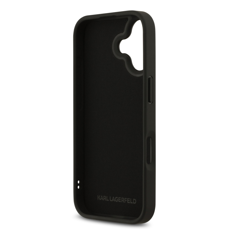 Karl Lagerfeld 3D gumový zadný kryt Karl and Choupette pre iPhone 17 Black