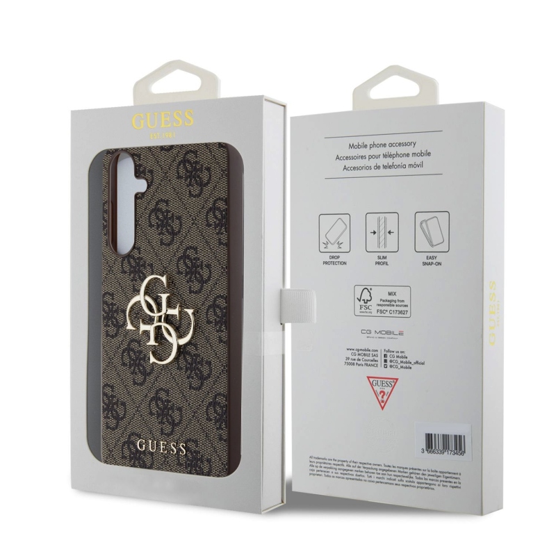 Guess PU 4G Metal Logo Zadný Kryt pre Samsung Galaxy A55 5G Brown