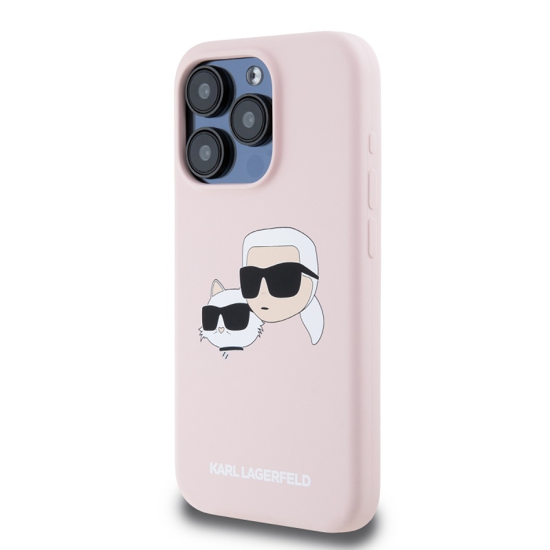 Karl Lagerfeld Liquid Silicone Double Heads Magsafe Zadný Kryt pre iPhone 15 Pro Pink