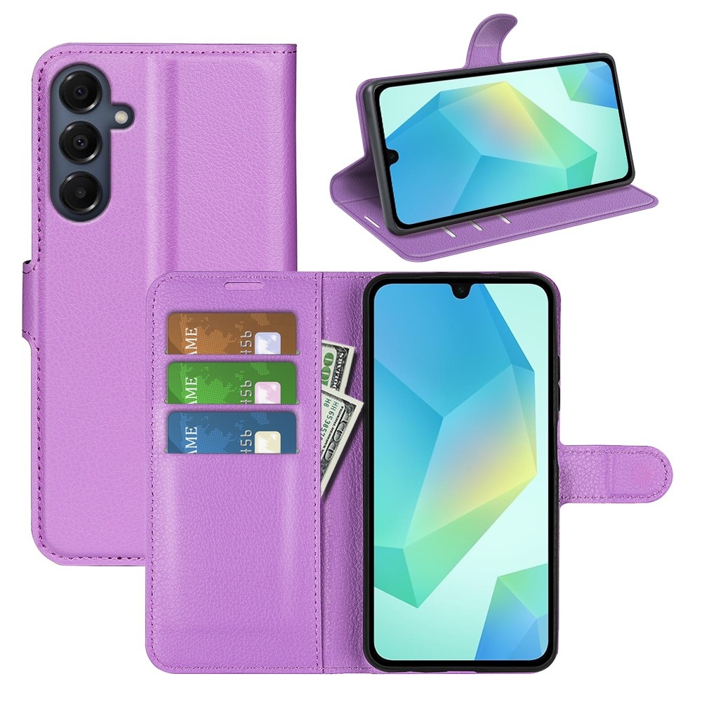 Litchi knižkové púzdro na Samsung Galaxy A17 4G/5G - fialové