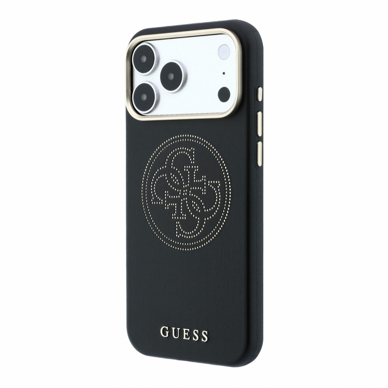 Guess PU Semi Wrap Perforated 4G Logo MagSafe zadný kryt pre iPhone 18 Pro, čierny