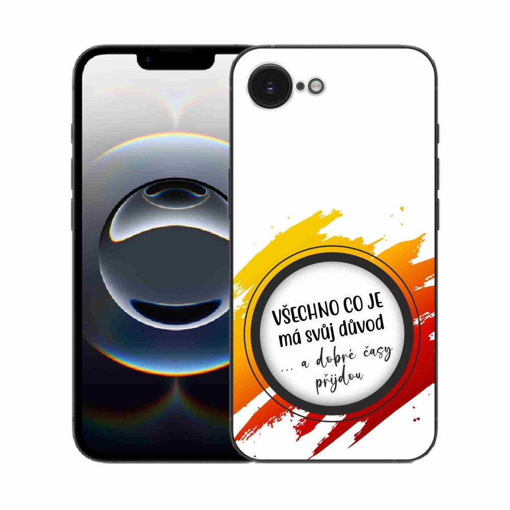 Gélový kryt mmCase na iPhone 16e - citát 3 biele pozadie