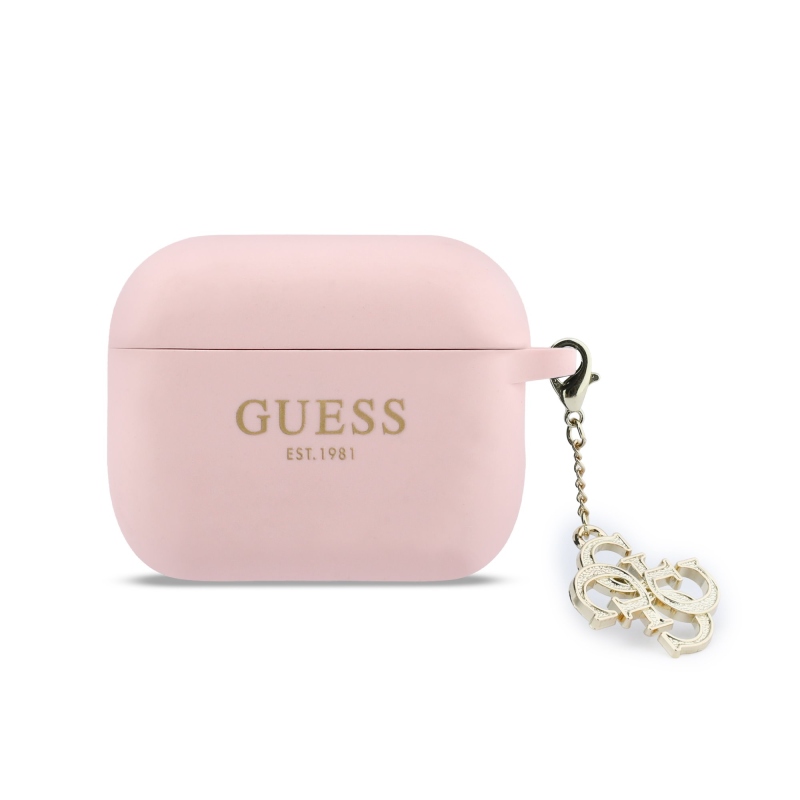 Guess 4G Charm Silikónové Puzdro pre AirPods Pro 3 Pink