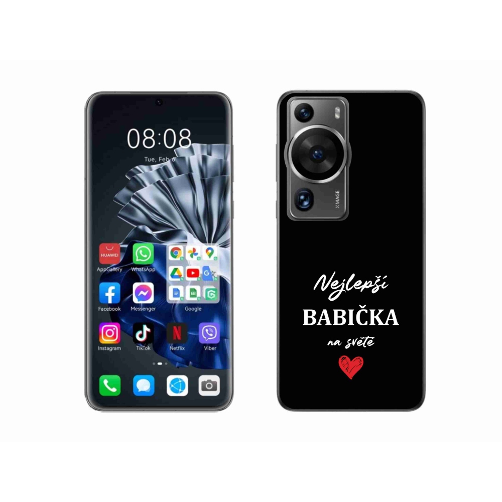 Gélový kryt mmCase na Huawei P60 Pro - najlepšia babička 1 čierne pozadie