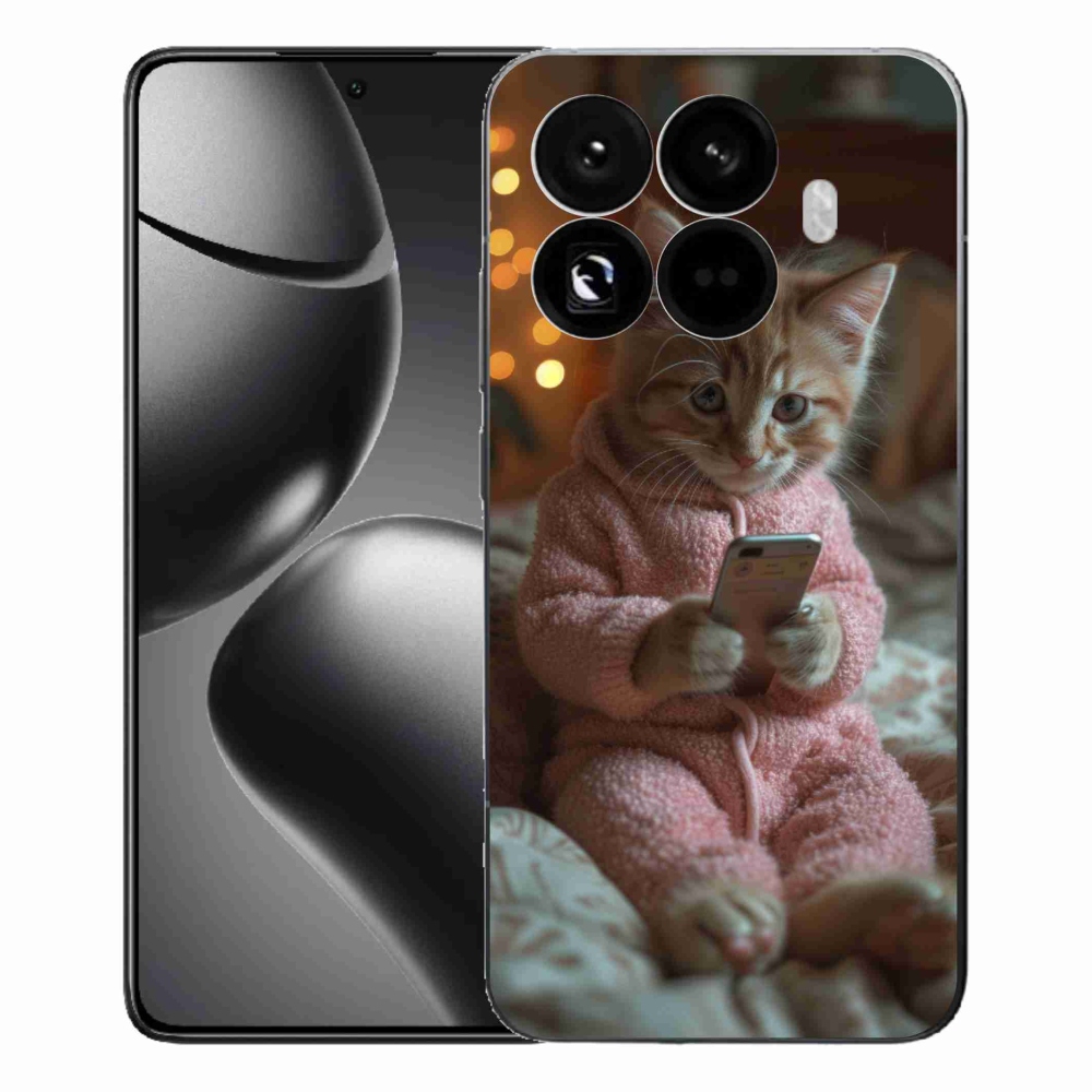 Gélový kryt mmCase na Xiaomi 15T Pro - mačiatko s mobilom