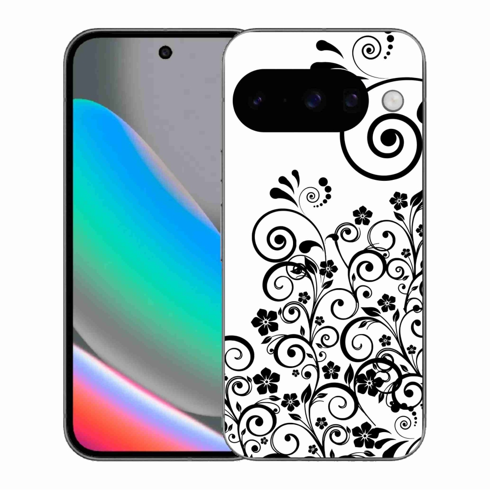 Gélový kryt mmCase na Google Pixel 10 - čiernobiele kvetinové vzory