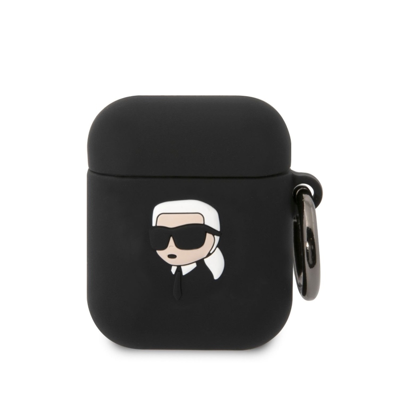 Karl Lagerfeld 3D Logo NFT Karl Head Silikónové Puzdro pre Airpods 1/2 Black